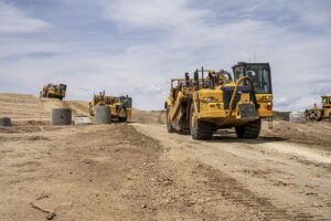 Scapers moving dirt on the Canyons South development in Castle Rock, CO