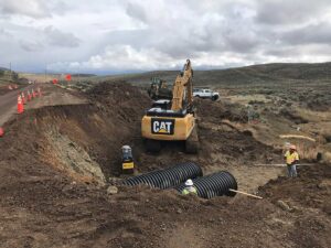 State Highway 13 earthwork excavation for drainage